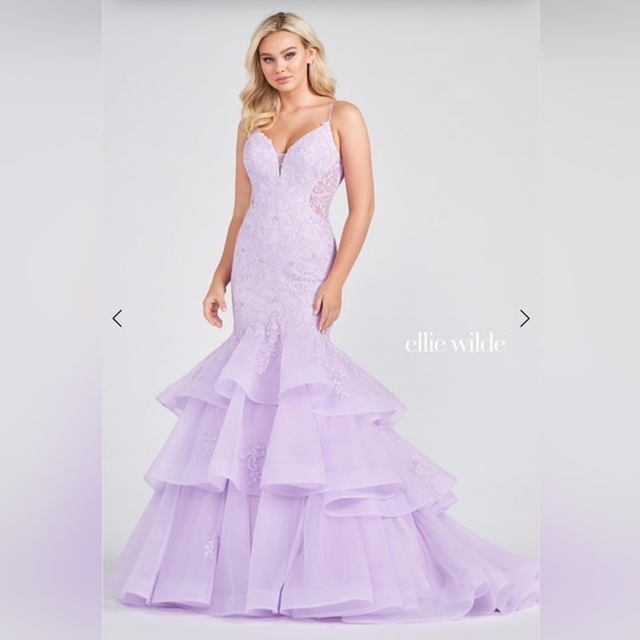 Ellie Wilde Lavender Mermaid Prom Dress Perfect Condition - Picture 4 of 9